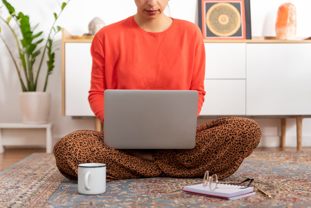 Woman in front of laptop computer